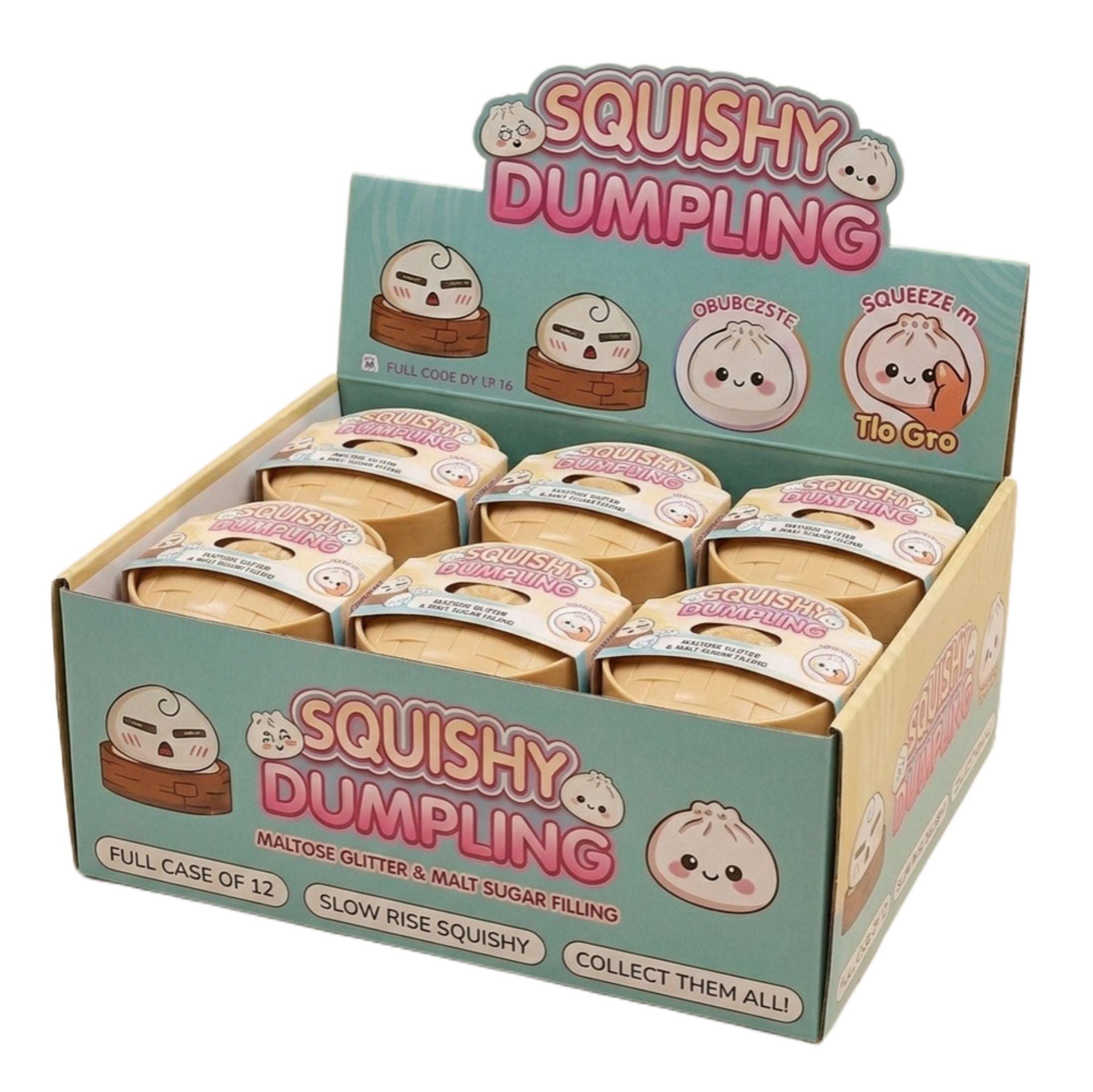 Squishy Dumpling Mystery Collector's Set - Full Case of 12 (Guaranteed Rare Glow-in-the-Dark!)