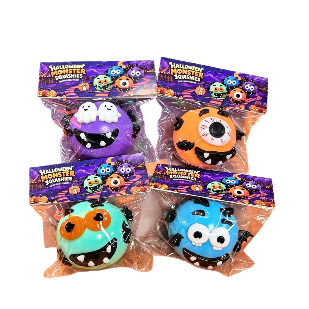 DIY Halloween Monster Face Swap Squeeze Ball – Spooky Slow-Rising Sensory Fidget Toy (3.93")
