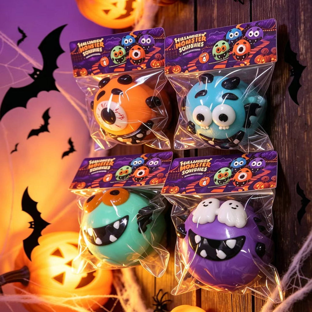 DIY Halloween Monster Face Swap Squeeze Ball – Spooky Slow-Rising Sensory Fidget Toy (3.93")