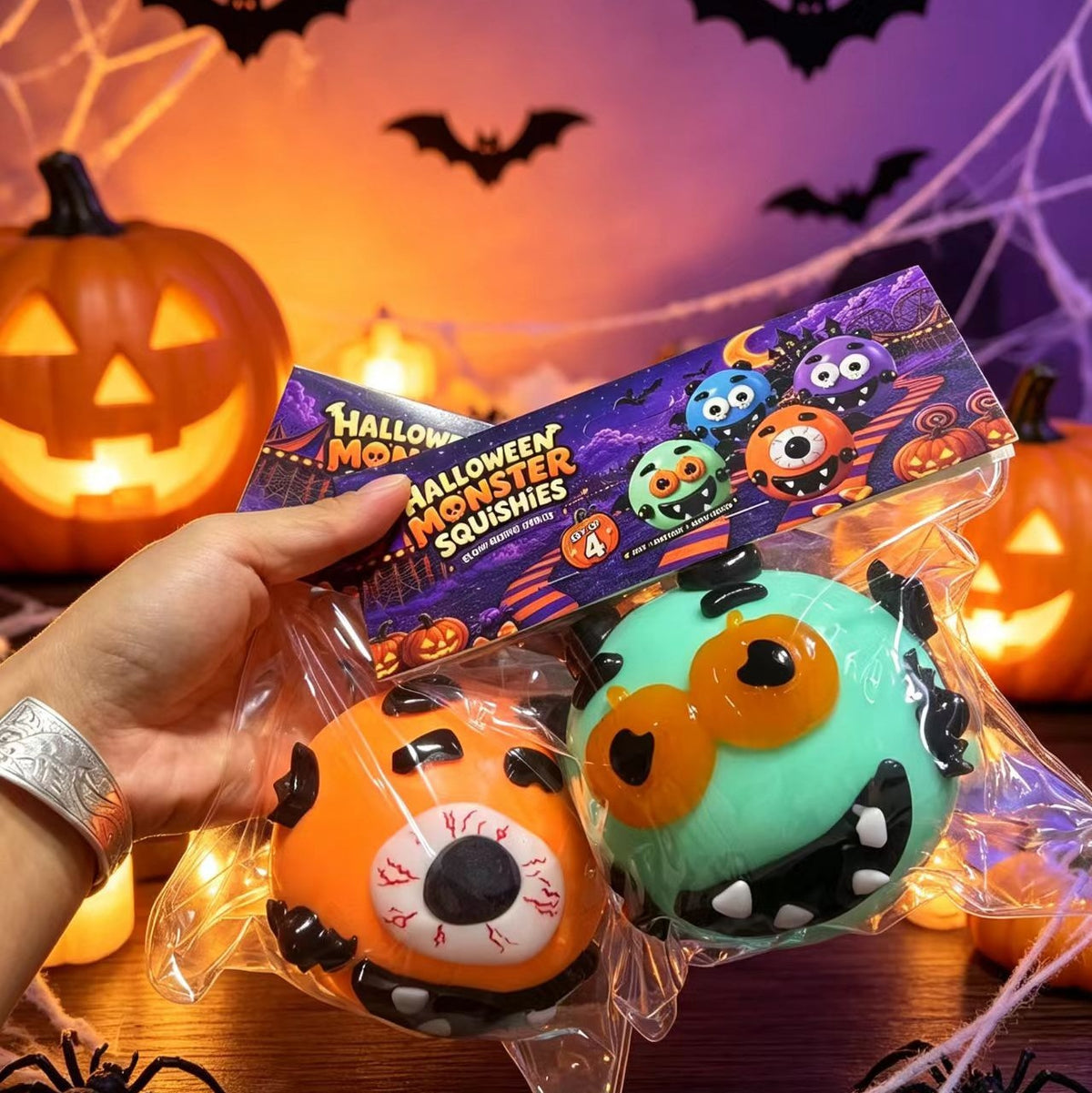 DIY Halloween Monster Face Swap Squeeze Ball – Spooky Slow-Rising Sensory Fidget Toy (3.93")