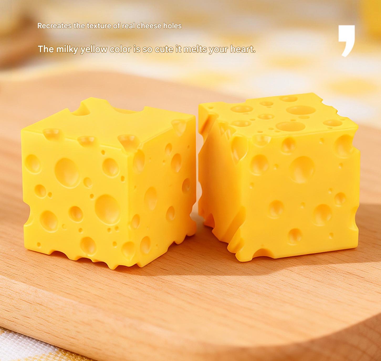 Extra Large Cheese Squeeze Toy - Stress Relief Sensory Squishy (4.3" Cube)