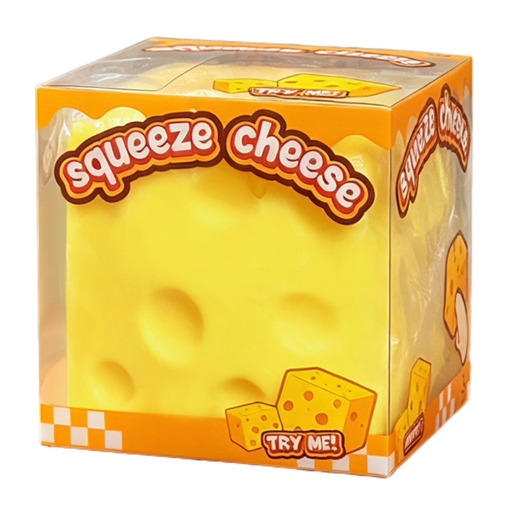 Extra Large Cheese Squeeze Toy - Stress Relief Sensory Squishy (4.3" Cube)