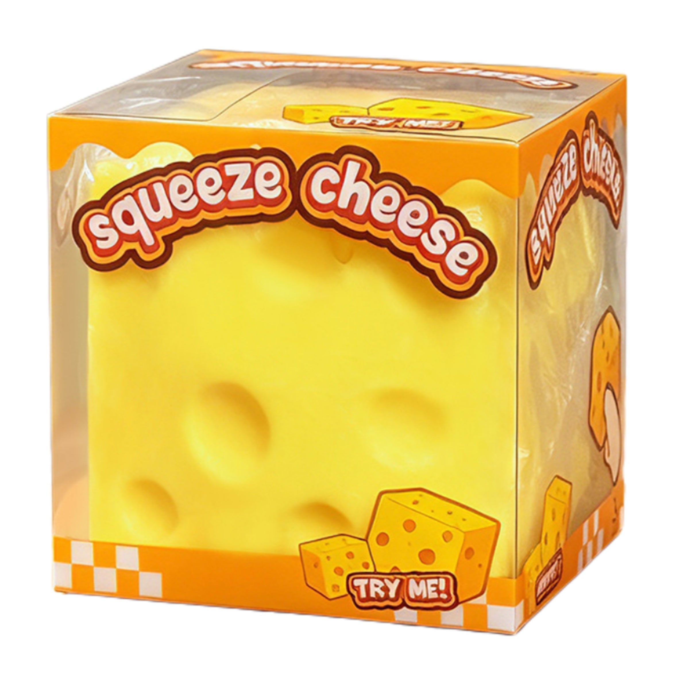 Extra Large Cheese Squeeze Toy - Stress Relief Sensory Squishy (4.3" Cube)
