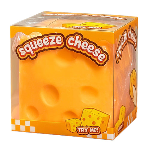 Extra Large Cheese Squeeze Toy - Stress Relief Sensory Squishy (4.3" Cube)