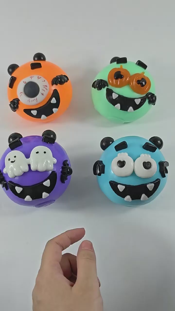 DIY Halloween Monster Face Swap Squeeze Ball – Spooky Slow-Rising Sensory Fidget Toy (3.93")